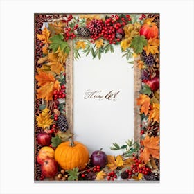 Calligraphy Of Thankful Ensconced In An Elaborate Vintage Style Frame Weaving Through A Tapestry (1) 2 Canvas Print