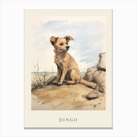 Beatrix Potter Inspired  Animal Watercolour Dingo Canvas Print