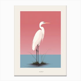 Minimalist Egret 4 Bird Poster Canvas Print