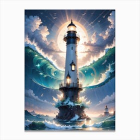 A Lighthouse In The Middle Of The Ocean 40 Canvas Print