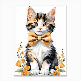Calico Kitten Wall Art Print With Floral Crown Girls Bedroom Decor (18)  Canvas Print