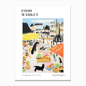 The Food Market In Copenhagen 1 Illustration Poster Canvas Print