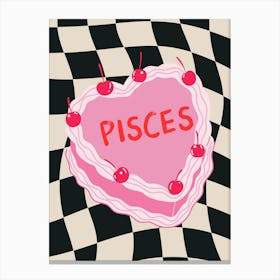 Pisces Zodiac Heart Cake Canvas Print