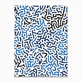 Organic Digital Shapes Blue Canvas Print