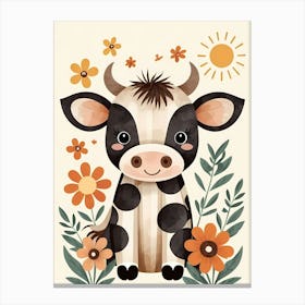 Floral Cute Baby Cow Nursery (30) Canvas Print