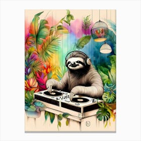 A Sloth Dj 3 Canvas Print