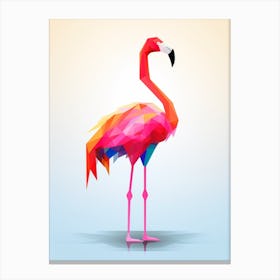 Colourful Geometric Bird Greater Flamingo 4 Canvas Print