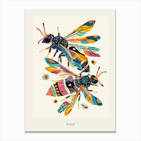 Colourful Insect Illustration Wasp 8 Poster Canvas Print