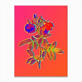 Neon Hudson Rose Botanical in Hot Pink and Electric Blue Canvas Print