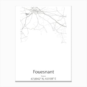 Fouesnant,France Minimalist Map Canvas Print