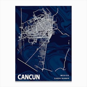 Cancun Crocus Marble Map Canvas Print