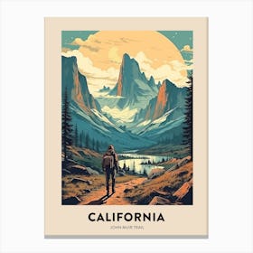 John Muir Trail Usa Vintage Hiking Travel Poster Canvas Print