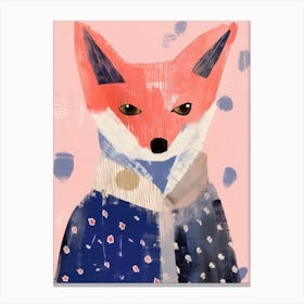 Playful Illustration Of Red Fox Bear For Kids Room 3 Canvas Print