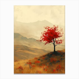 Red Tree On A Hill 1 Canvas Print