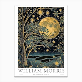 William Morris Full Moon And Stars William Morris Exhibition Print Night Botanical Poster Vintage Canvas Print