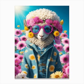 Funny Sheep Wearing Jackets And Glasses Cool Canvas Print