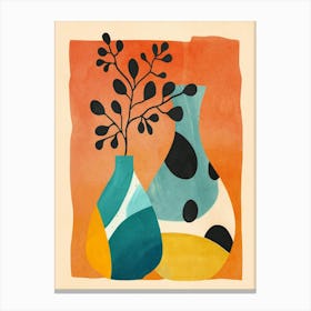 Modern Abstract Vases with Plant 1 Canvas Print