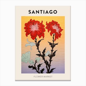 Santiago Chile Botanical Flower Market Poster Canvas Print