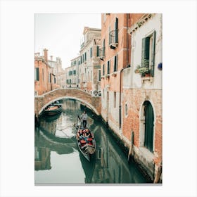 Gondola In The Canals Of Venice In Italy  Canvas Print