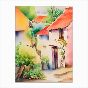 Watercolor Of Houses Canvas Print