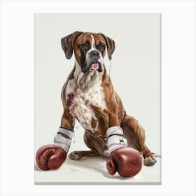 Boxer Dog With Boxing Gloves Canvas Print