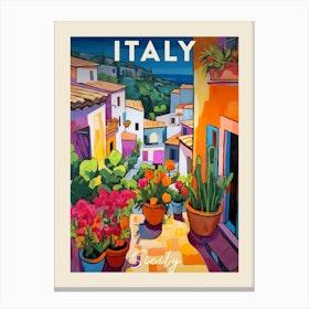 Sicily Italy 4 Fauvist Painting Travel Poster Canvas Print