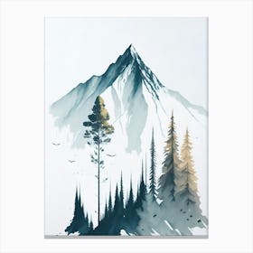 Mountain And Forest In Minimalist Watercolor Vertical Composition 347 Canvas Print