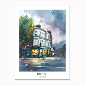 Brent London Borough   Street Watercolour 4 Poster Canvas Print