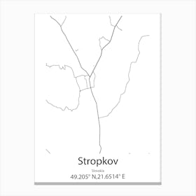 Stropkov,Slovakia Minimalist Map Canvas Print