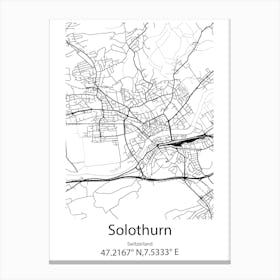 Solothurn,Switzerland Minimalist Map Canvas Print