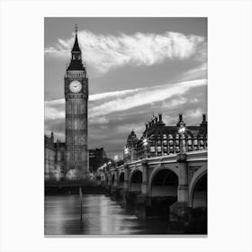 Evening at Westminster Bridge Monochrome Canvas Print