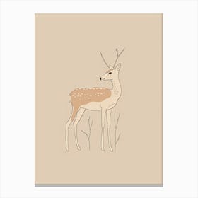 Deer - Boho, Line Art 10 Canvas Print