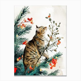 Christmas Cat In A Christmas Tree animal Cat's life Canvas Print