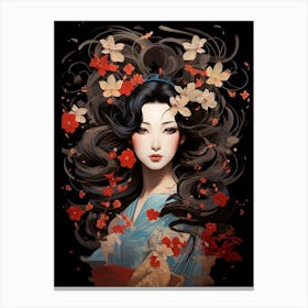 Geisha Japanese Style Illustration 7 Canvas Print