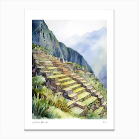 Machu Picchu Peru 3 Watercolour Travel Poster Canvas Print