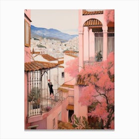 Tenerife Spain 3 Vintage Pink Travel Illustration Canvas Print