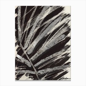 Black And White Silver Leaf Ink Canvas Print