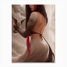 Sexy girl holding owl Canvas Print