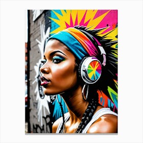 Graffiti Mural Of Beautiful Hip Hop Girl 22 Canvas Print