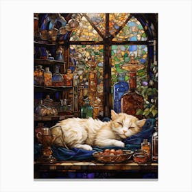 Sleepy Cat Mosaic In An Alchemy Canvas Print