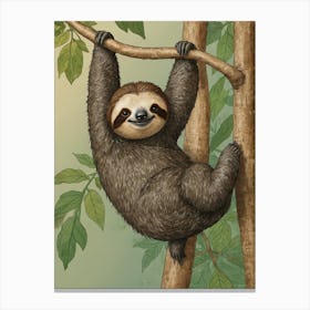 Sloth Hanging In Tree 3 Canvas Print