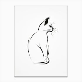 Black And White Ink Cat Line Drawing 7 Canvas Print
