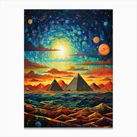 Sands of Time: Pyramids' Legacy in the Skyline Canvas Print