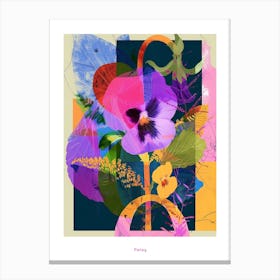 Pansy 1 Neon Flower Collage Poster Canvas Print