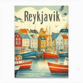 Aihrgdesign A Classic 1960s Travel Poster For Reykjavik 4 Canvas Print