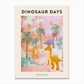Exploring Dinosaur Poster Canvas Print