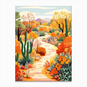 Desert Botanical Garden, Usa In Autumn Fall Illustration 2 Canvas Print