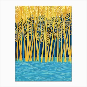 Yellow Trees In The Water Canvas Print