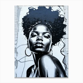 Graffiti Mural Of Beautiful Black Woman 2 Canvas Print