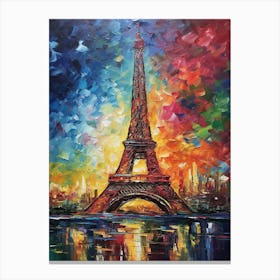 Eiffel Tower Paris France Vincent Van Gogh Style 28 Canvas Print